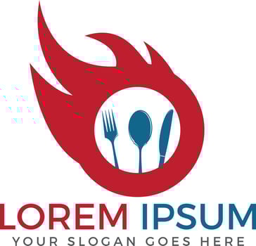 Fire Food Icon Logo Design Element. Spoon, fork and knife vector logo.
