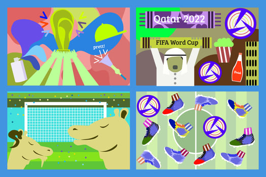 illustration of a set QATAR WORLD CUP 2022 CELEBRATIONS FIFA WORLD CUP vector