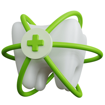 3d rendering white tooth with plus sign logo isolated png