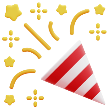 celebration 3d render icon illustration png