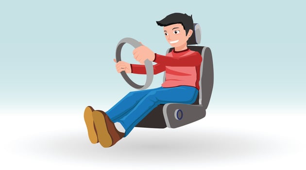 Vector or Illustration of man with driving gesture. Sit in the seat and hold the steering wheel.