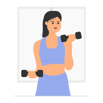 Girl doing workout at home illustration vector