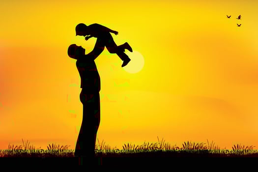 cute father and son silhouette graphic vector
