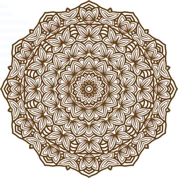 Deep Brown Color Mandala in a white Background.Lace Pattern Design. vector