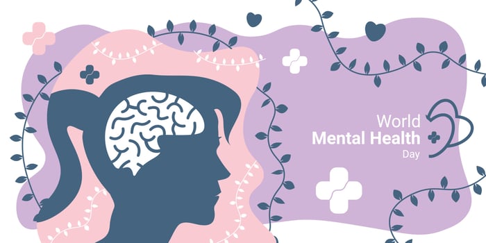 commemorating world mental health day, with the concept of women who are in need of mental health vector