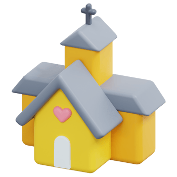 church 3d render icon illustration png