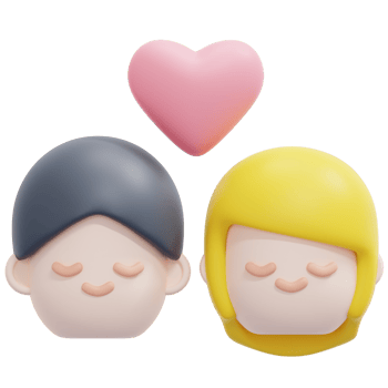 couple 3d render icon illustration png