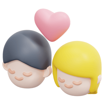 couple 3d render icon illustration png