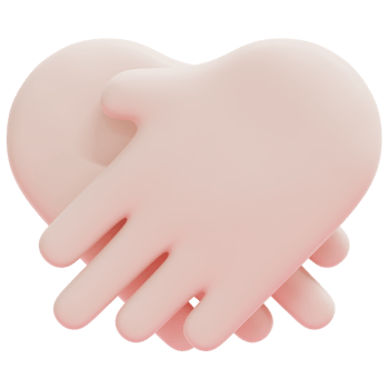 hand in hand 3d render icon illustration png