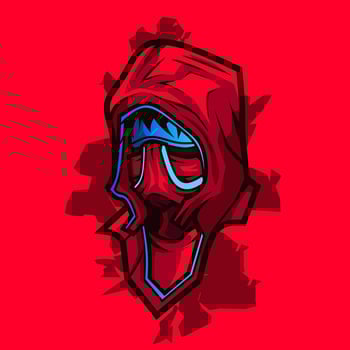 Samurai head cyberpunk logo vector fiction colorful design illustration.