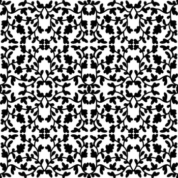 Seamless baroque pattern with floral elements. Black and white. Vector illustration.