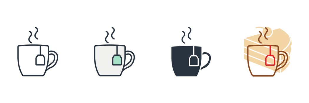 tea cup icon logo vector illustration. cup with tea bag symbol template for graphic and web design collection