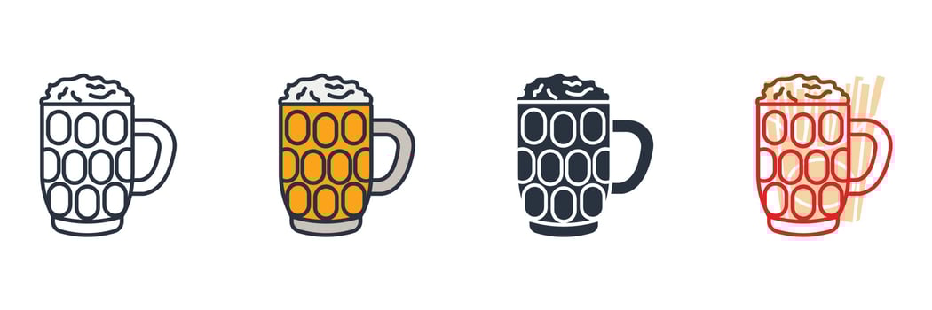 Glass of beer icon logo vector illustration. beer glasses symbol template for graphic and web design collection