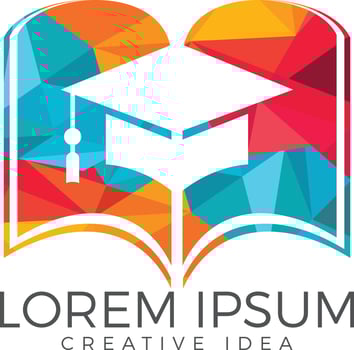 Book and student cap logo design. Education logo sign. vector
