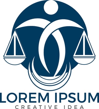 Man Holding Scales of Justice Logo. Law and Attorney Logo Design. vector