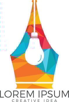 Pen nib and bulb logo idea. vector