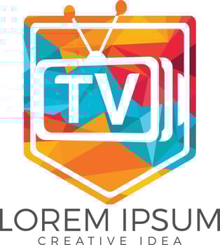 Letter TV shield logo design. TV media logo design concept template. vector