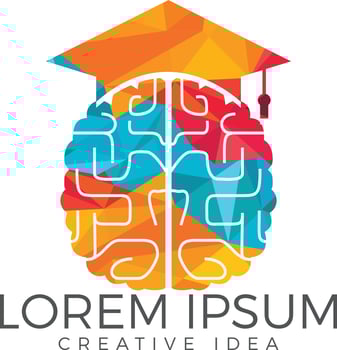 Brain and graduation cap icon design. Educational and institutional logo design. vector