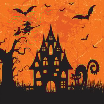 Halloween Tree House witch Background Design vector