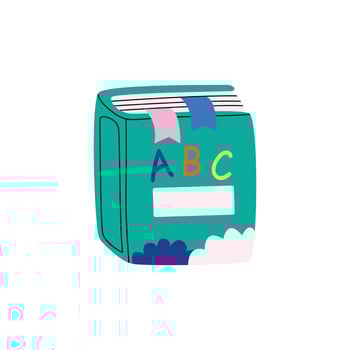 Preschool ABC book, learning to write. Textbook alphabet. Literature and education class. Time to school. Children's cute stationery subjects. Back to school, science, college, education, study vector