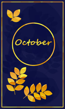Autumn banner. October. Blue and gold colors. cartoon vector illustration.