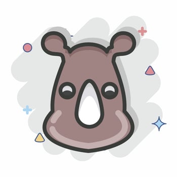 Icon Rhino. related to Animal Head symbol. Comic Style. simple design editable. simple illustration. cute. education vector