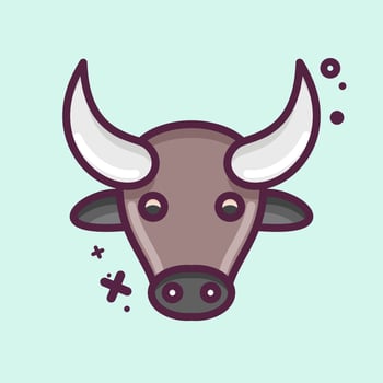 Icon Buffalo. related to Animal Head symbol. MBE style. simple design editable. simple illustration. cute. education vector