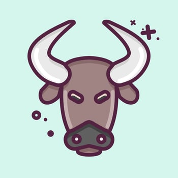 Icon Bison. related to Animal Head symbol. MBE style. simple design editable. simple illustration. cute. education vector
