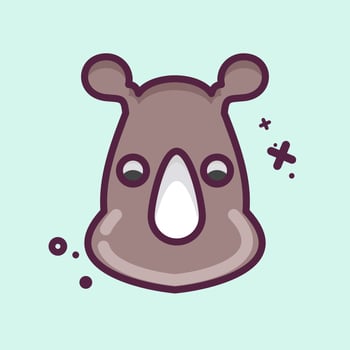 Icon Rhino. related to Animal Head symbol. MBE style. simple design editable. simple illustration. cute. education vector