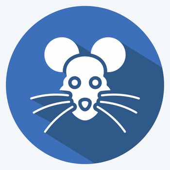 Icon Rat. related to Animal Head symbol. long shadow style. simple design editable. simple illustration. cute. education vector