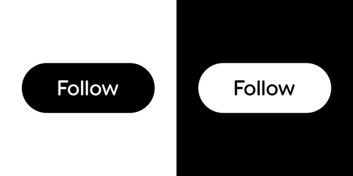 Follow button icon vector in clipart style. Social media elements