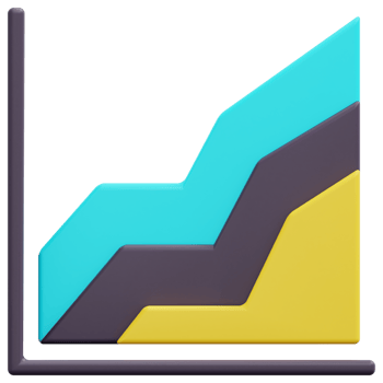area chart 3d render icon illustration png