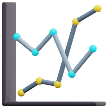 line graph 3d render icon illustration png