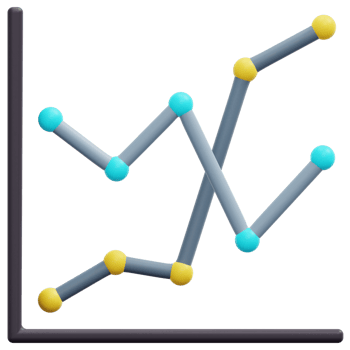 line graph 3d render icon illustration png