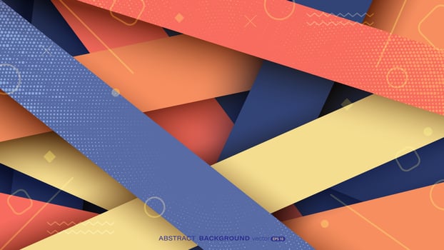 Abstract background with overlapping layers of colorful modern geometric shapes and shadow effect vector