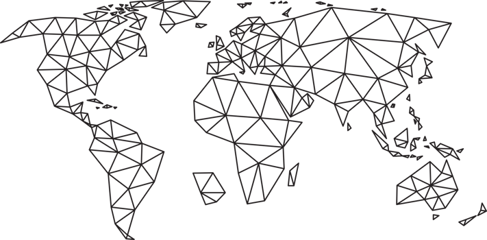 Polygonal vector world map on transparent background. png