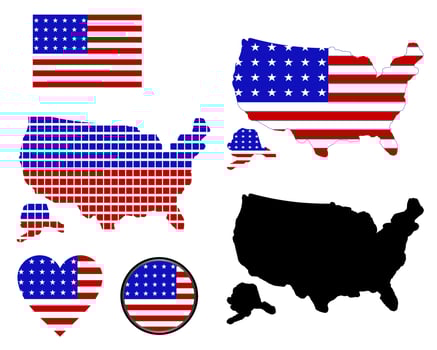 map of america of different colors on a white background vector