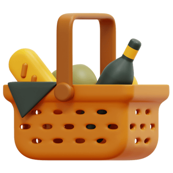 basket 3d render icon illustration png