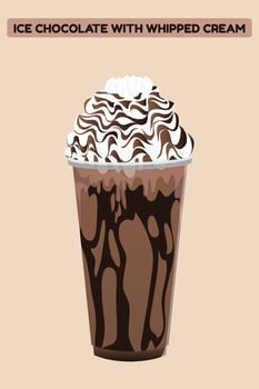 Ice chocolate whipped cream icon vector