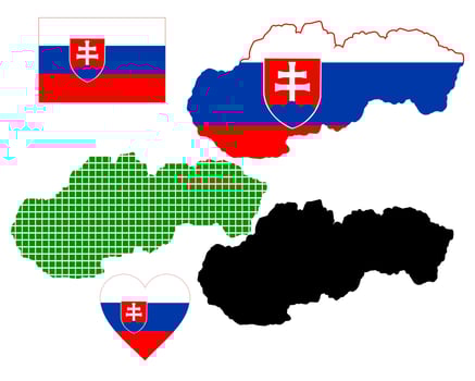 map of Slovakia in different colors on a white background vector
