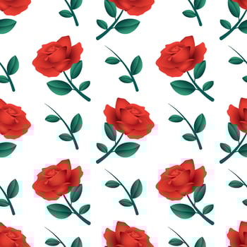beautiful red rose flower seamless pattern design vector graphic