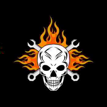 human skull and fire logo vector