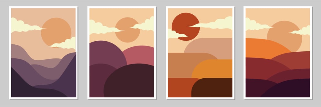 Mountain theme hand drawn boho covers collection vector