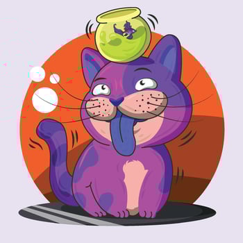 Cat Play Fish Aquarium vector