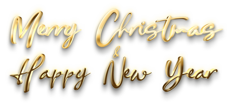 Golden Luxury Merry Christmas Happy New Year Text png
