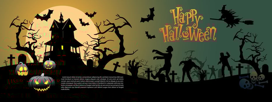 Happy Halloween night party holiday festival celebration black on orange green design vector