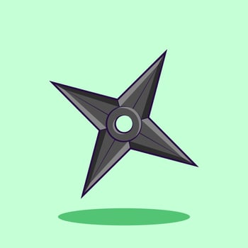 Vector illustration of shuriken with green background