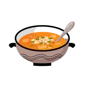 Pumpkin soup in a Cup, with seeds and spices . vector