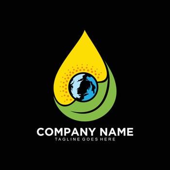 Water and leaf logo design concept with the sun vector