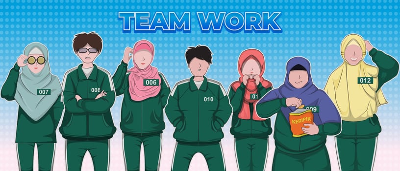 team work cartoon character illustration vector